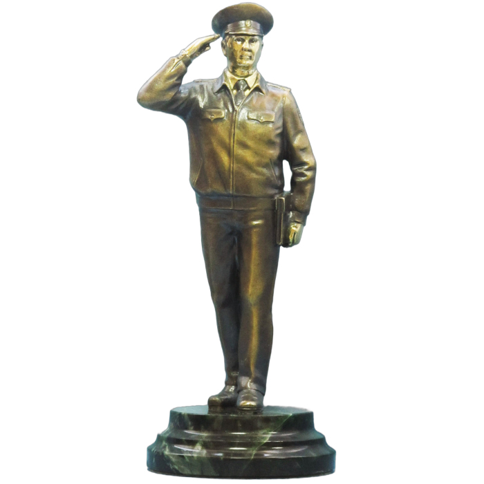 Bronze statuette and serpentine "Major of the Ministry of Internal Affairs"